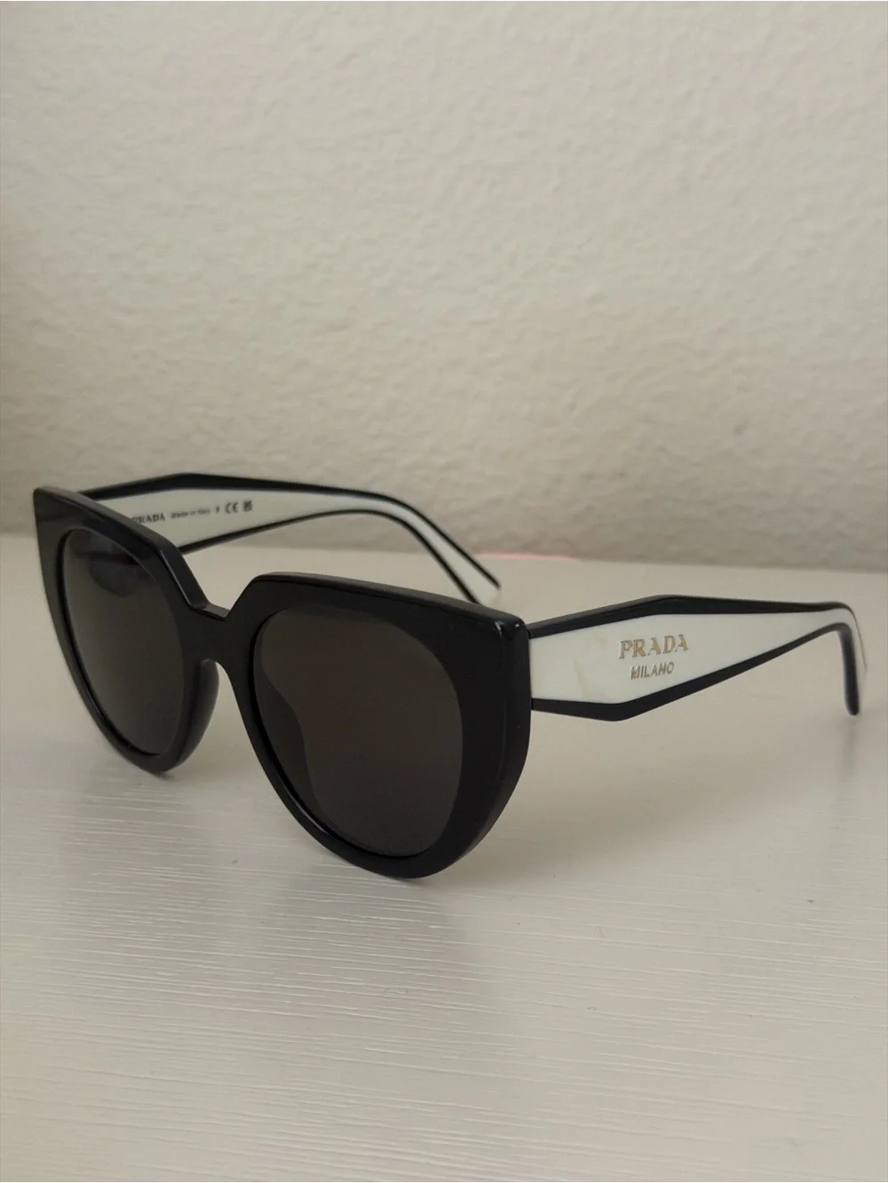 Prada Black and White Cat-Eye Sunglasses